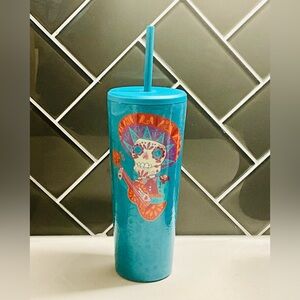 Mariachi Skeleton Turquoise Tumbler (24oz)- New